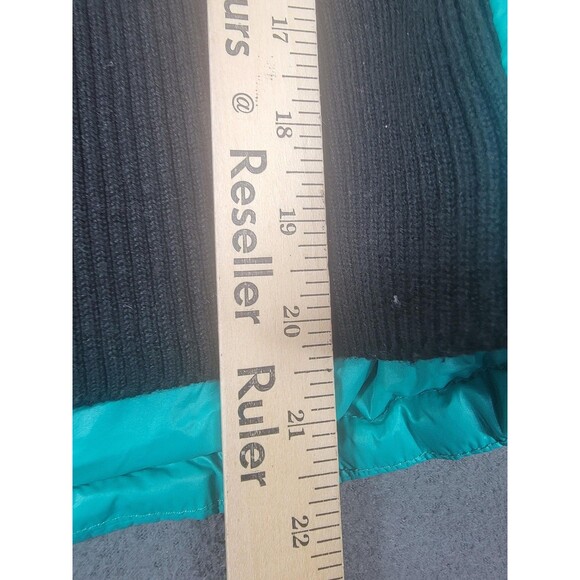 Calvin Klein Vest Womens Medium Teal Down Puffer Rib Knit Back Zip MP3 Pocket - Picture 10 of 11